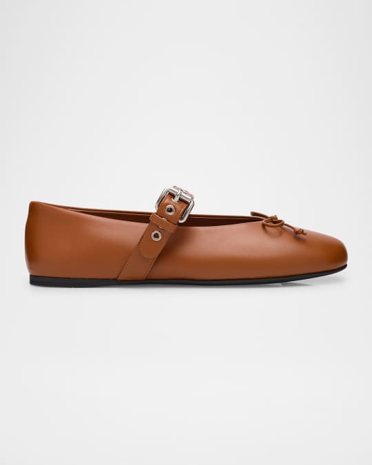 Miu Miu Leather Mary Jane Ballerina Flats | Neiman Marcus