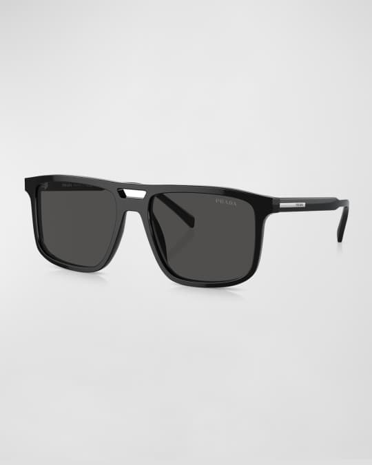 PRADA サングラス Acetate And l Sunglasses Prada Men's Geometric Rectangle Acetate Sunglasses | Neiman