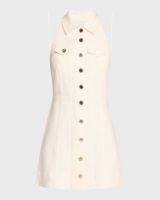 ALICE + OLIVIA Kendall Denim Halter Mini Dress | Neiman Marcus