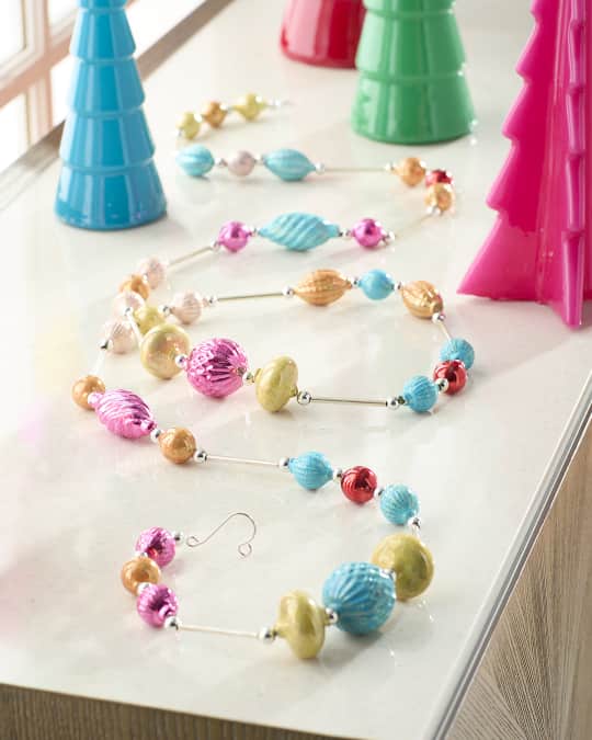 72" Multicolored Glass Ornament Garland