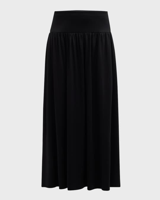Petite Gathered Jersey Midi Skirt
