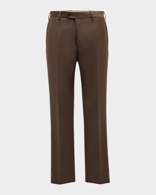 Giorgio Armani Men's Flat-Front Wool Trousers | Neiman Marcus