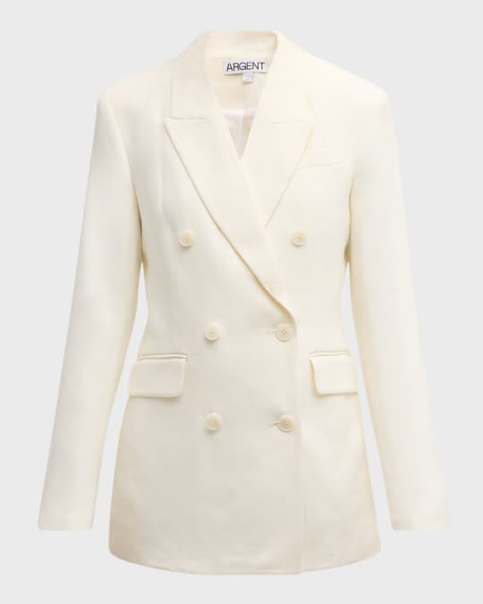 Double-Breasted Textured Twill Blazer