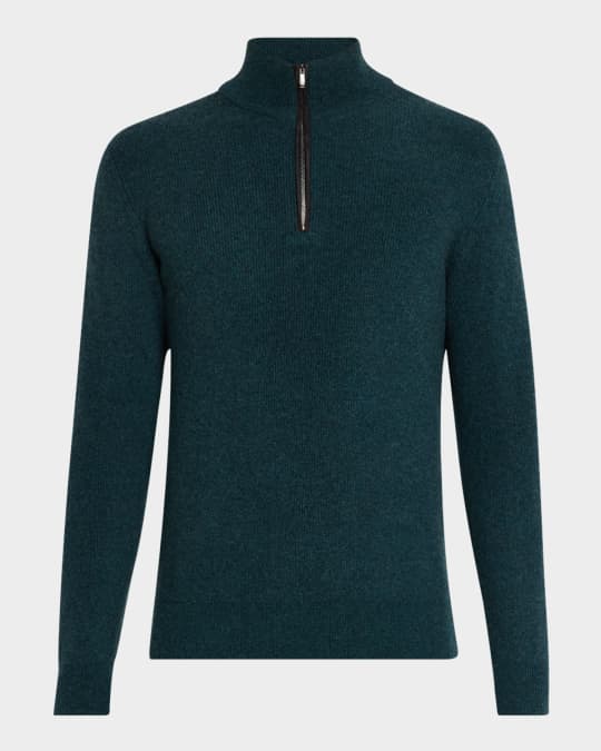 Men's Cashmere Rib Half-Zip Sweater