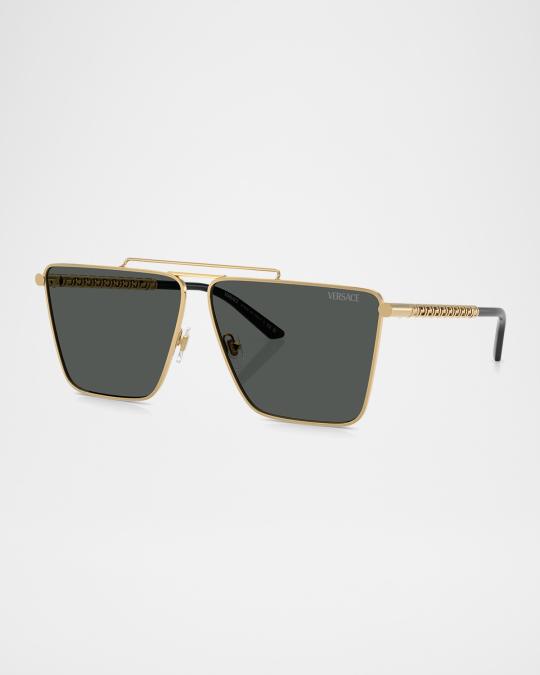 Versace Men's Double-Bridge Metal Square Sunglasses | Neiman Marcus