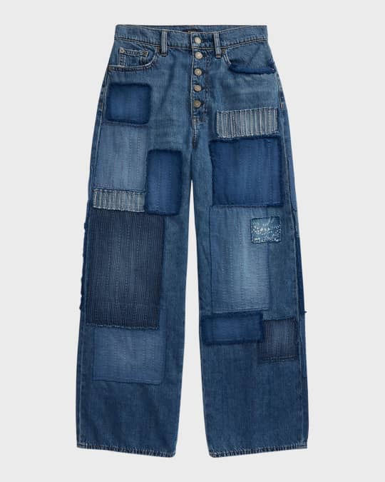 Polo Ralph Lauren High Rise Wide Leg Cropped Jeans Neiman Marcus