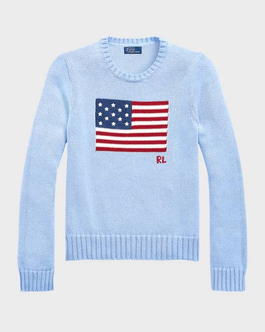 Polo Ralph Lauren Flag Cotton Crewneck Sweater | Neiman Marcus