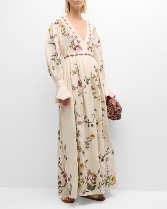 Agua by Agua Bendita Bosque Cultivo Floral Embroidered Linen