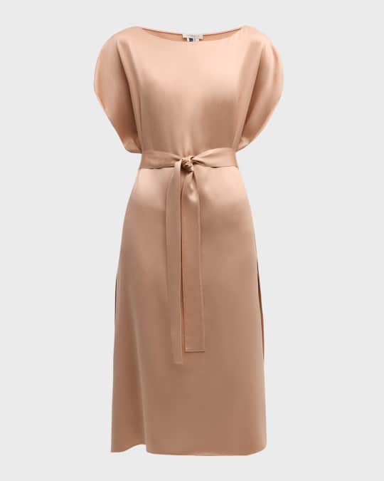 Lafayette 148 New York Dolman-Sleeve Silk Midi Dress | Neiman Marcus