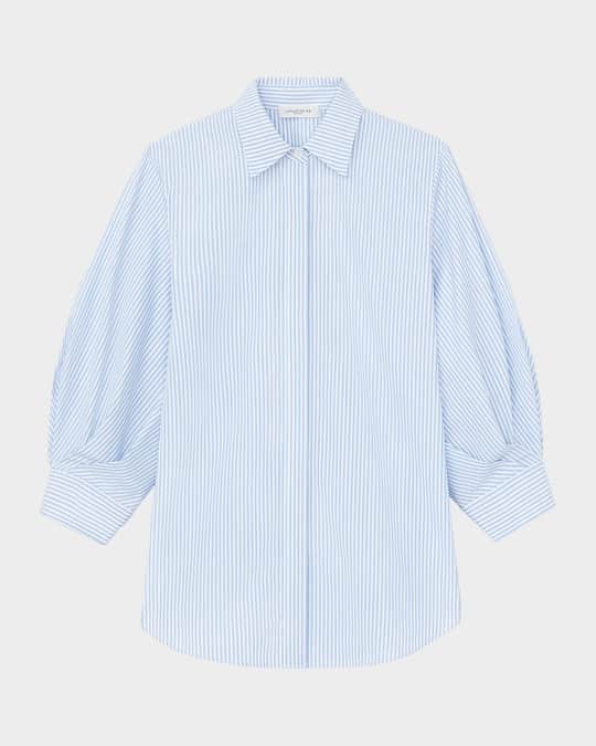 LAFAYETTE 148 Size M White Cotton Pleated Tuxedo Shirt main image 0