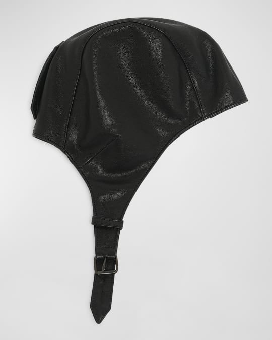 SAINT LAURENT レザーアビエイターハット ブラック 大人気 Saint Laurent レザーハット | ブラック | FARFETCH JP