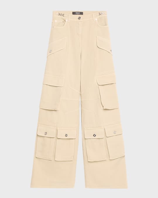 Versace Stone Washed Baggy Denim Cargo Pants Neiman Marcus