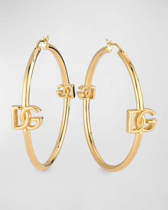 Dolce&Gabbana Gold-Plated DG Logo Hoop Earrings | Neiman Marcus