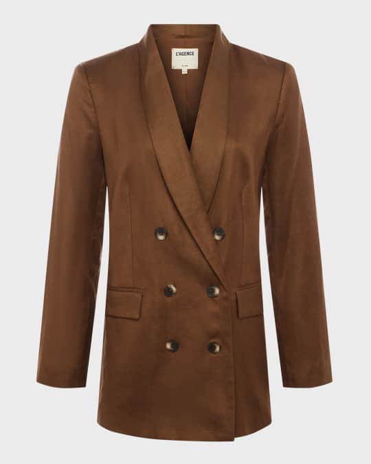 Jayda Relaxed Double-Breasted Linen Blazer