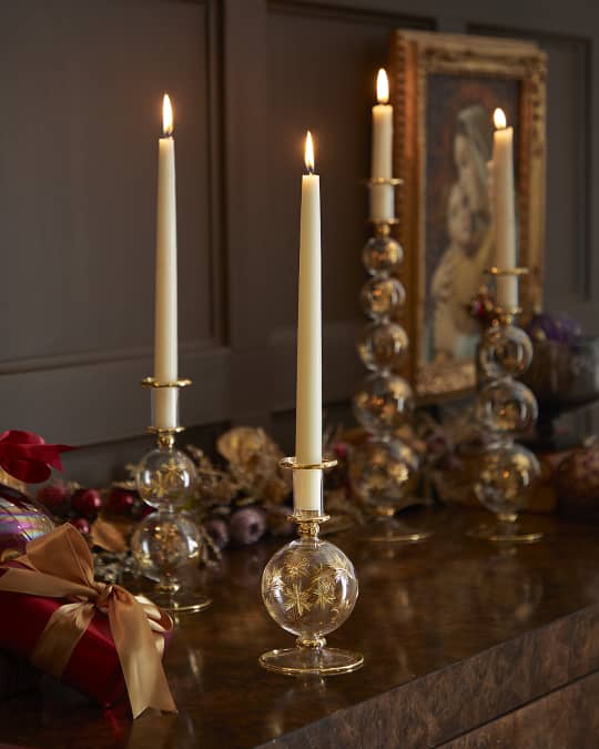Gold Cut Candle Holder, 6"