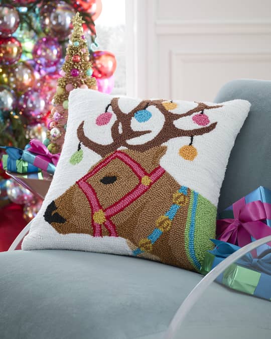 C F Enterprises Reindeer Ornament Decorative Christmas Pillow 18 Sq. Neiman Marcus