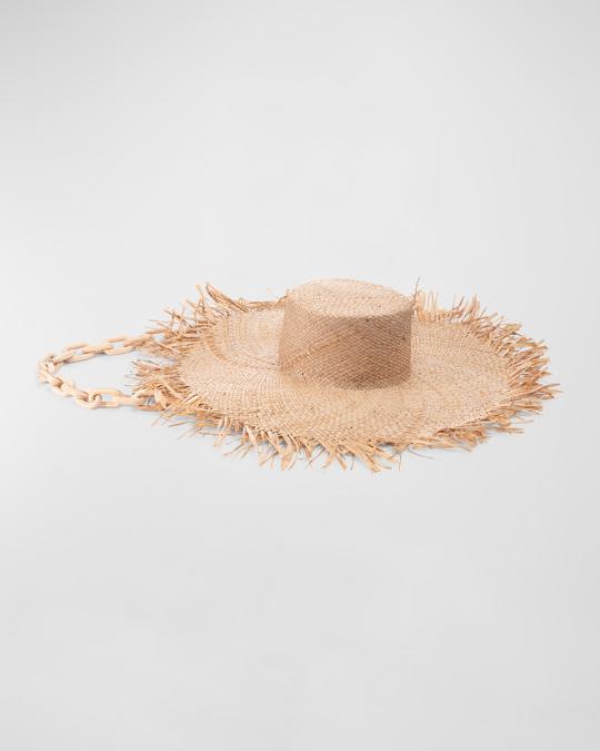 Eugenia Kim Valentina Raffia Large Brim Hat With Chain  display picture 2