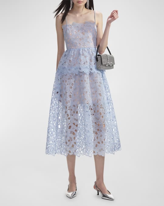 Organza Lace Tiered Midi Dress