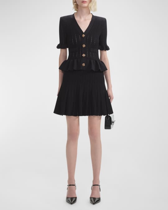 Knit Peplum Short Sleeve Mini Dress