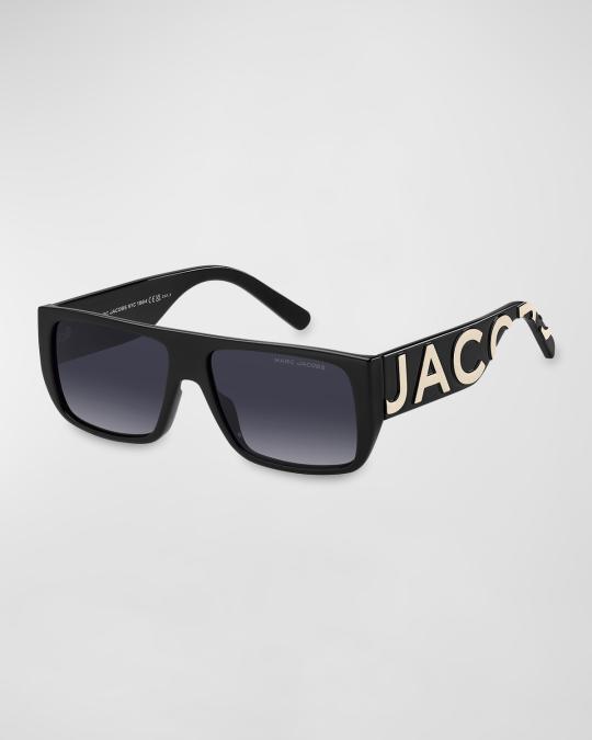 Marc Jacobs Black & White Logo Rectangle Sunglasses Marc Jacobs Black Text Logo Rectangular Sunglasses Marc Jacobs main image 3