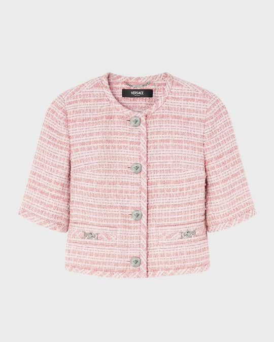 Versace Short-Sleeve Single-Breasted Mix Tweed Informal
