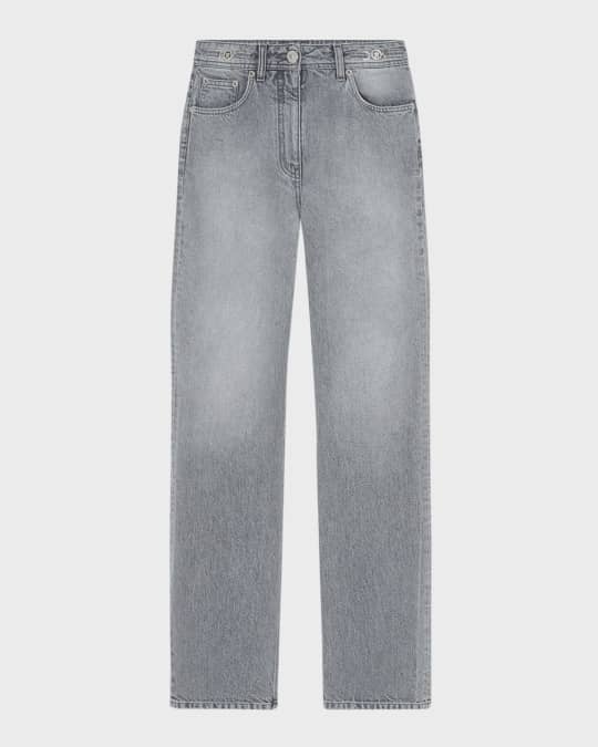 Versace Mid-Rise Straight-Leg Stone Wash Raw-Cut Denim Pants