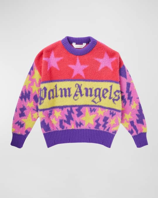 Palm Angels Girl's Logo Intarsia Knit Sweater, Size 4-12 Neiman