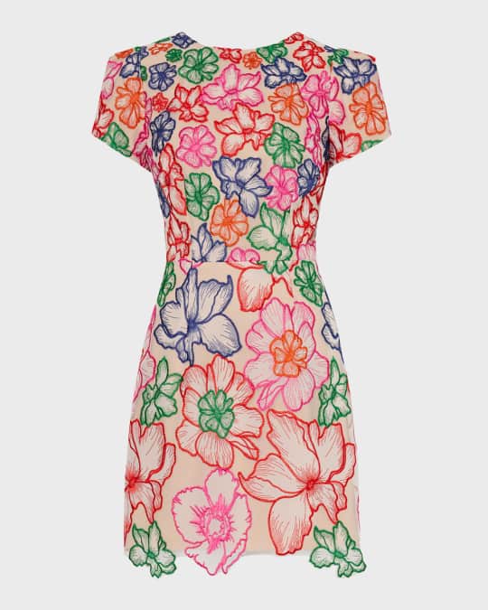 milly embroidered floral dress Milly Women's Ivette Embroidered Mini Dress - Multi - Size 4 main image 1