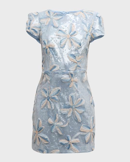 Rowen Sequin Floral-Embroidered Mini Dress