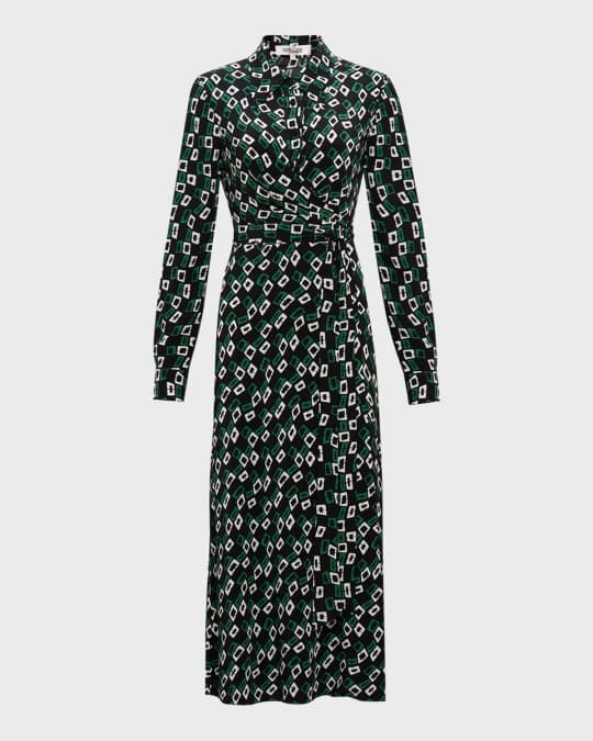 Diane von Furstenberg Tori Geometric-Print Midi Wrap Dress