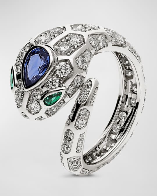 BVLGARI Serpenti Seduttori Emerald, Sapphire, and Diamond Ring