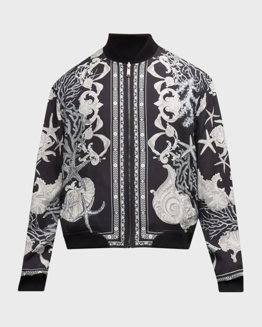 Men's Holiday-Print Zip Sweater