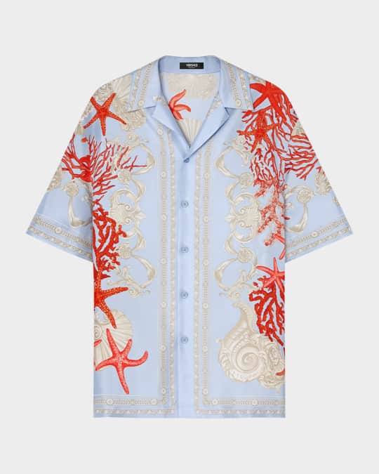 Men's Printed Silk Camp Shirt