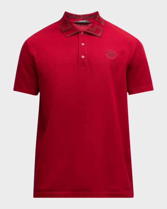 Versace Men's Polo Shirt with Greca Collar | Neiman Marcus