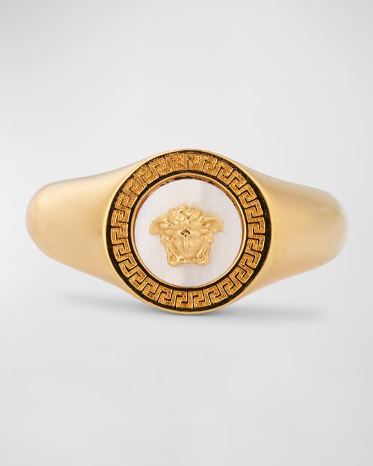 Versace Mother-of-Pearl Medusa and Greca Ring | Neiman Marcus