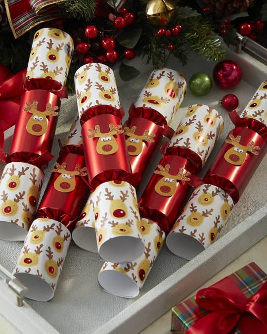 Racing Reindeer Christmas Crackers, Set of 6