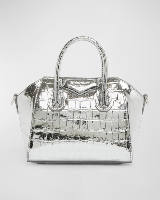 Givenchy Antigona Toy Top-Handle Bag in Metallic Croc-Embossed