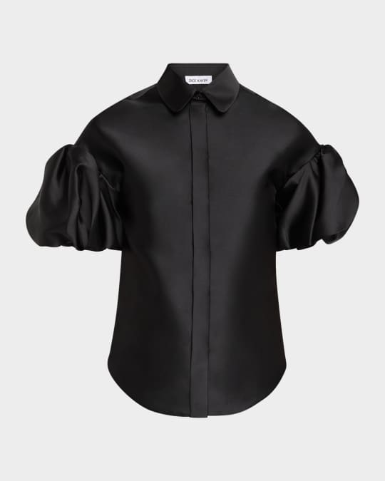 Satin Puff-Sleeve Shirt