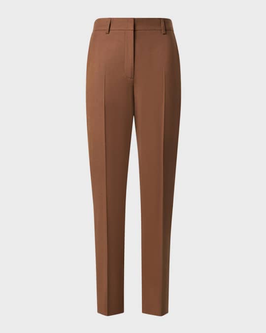 Flavin Stretch Wool Flannel Conical-Leg Ankle Pants