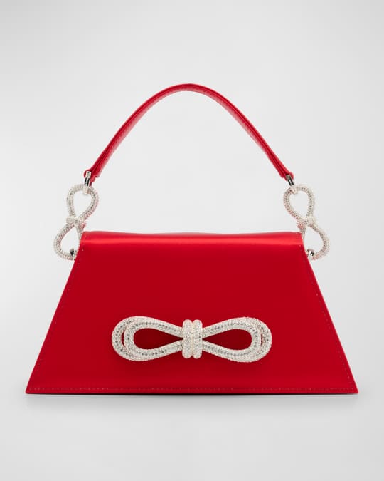 Samantha Double Bow Satin Top-Handle Bag