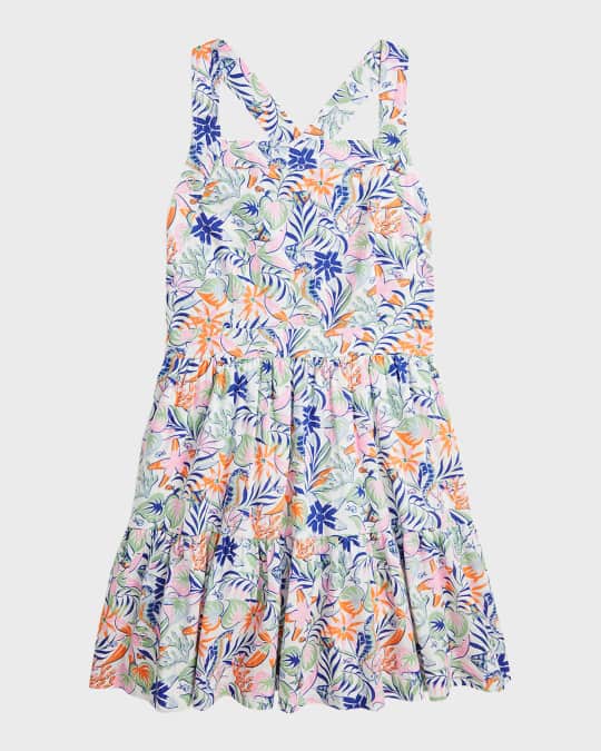  Girl's Tropical-Print Day Dress, Size 7-16