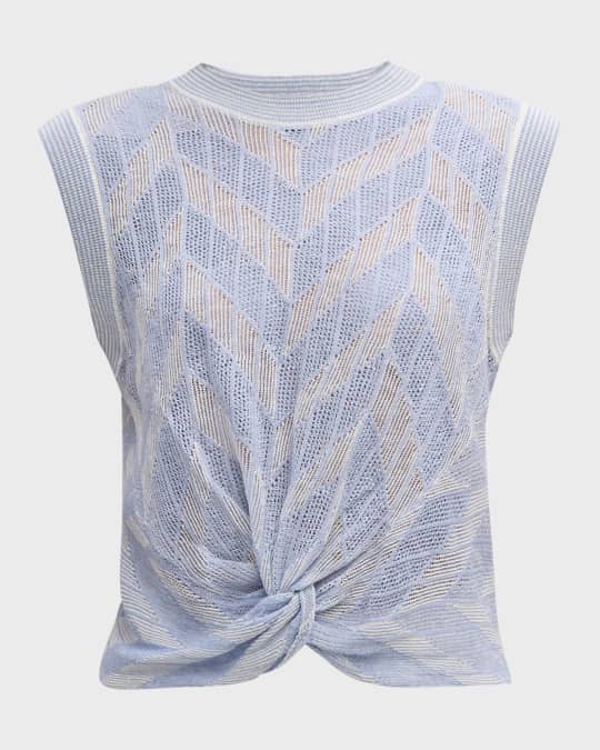 Veronica Beard Kellen Sleeveless Twist-Front Sweater Neiman Marcus