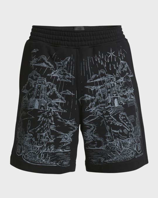 Givenchy Men's Artwork Cotton Shorts | Neiman Marcus