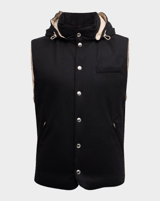 Brunello Cucinelli Men's Beavered Wool Padded Snap Vest | Neiman Marcus
