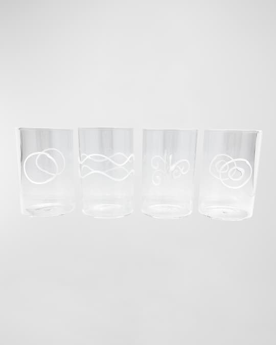 Applique Suite of Highball Glasses, Set of 4