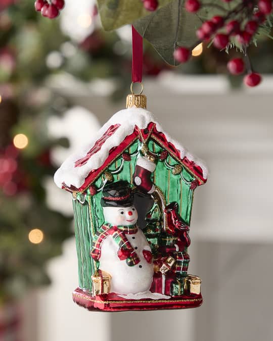 Snowman by the Christmas House Ornament