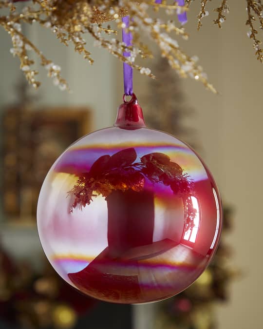 Red Pearl Glass Ball Christmas Ornament 
