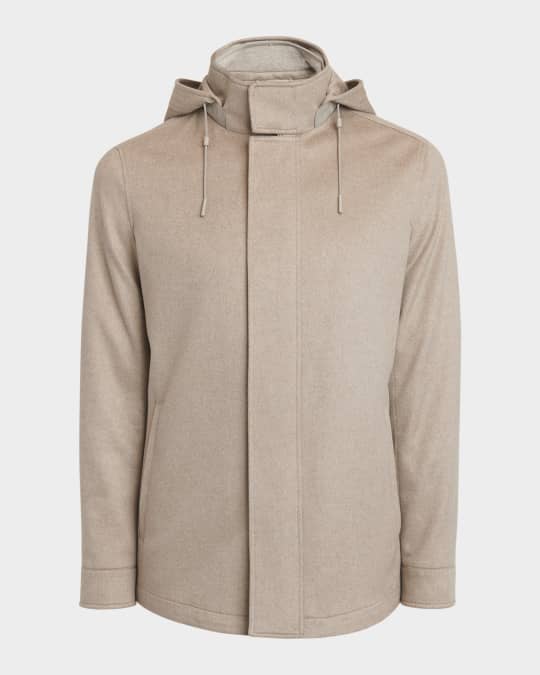 ZEGNA Men's Oasi Cashmere Elements Hooded Overjacket Neiman Marcus