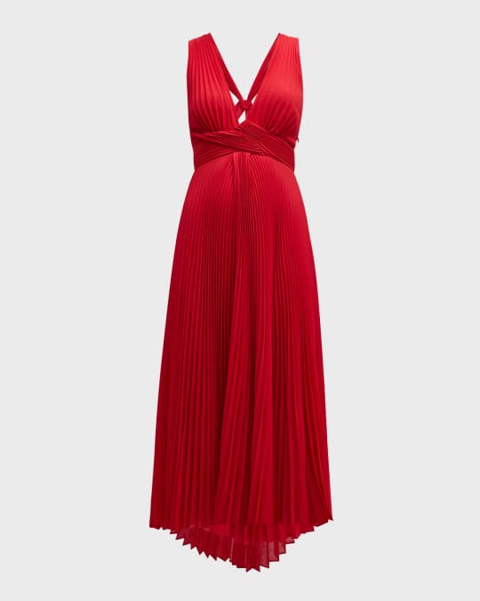 open lace back dress ASOS DESIGN Plisse Fallen Shoulder Midi Dress In Rust