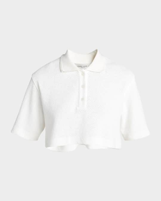 Golden Cropped Knit Polo Top